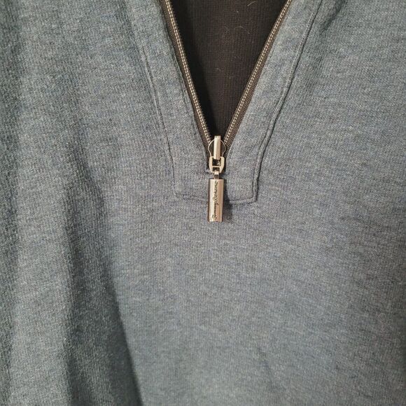 Tommy Bahama Reversible Quarter Zip Long Sleeve Sweater in Blue & Black - Picture 8 of 8